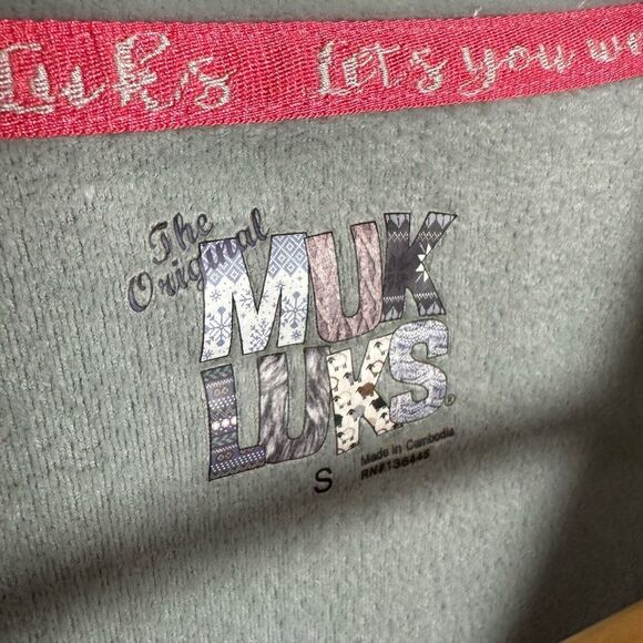 CLEARANCE! Gray Muk Luks Graphic Velour Sweatshirt/Sleepshirt Size S EUC - Picture 5 of 5